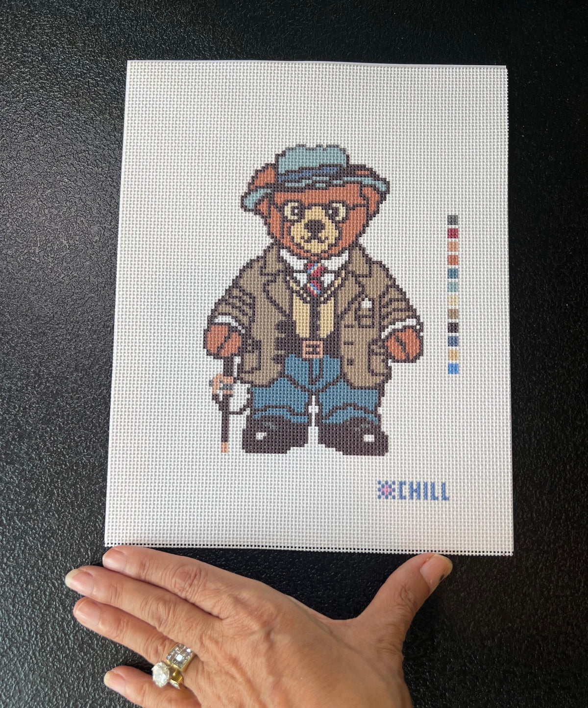 Teddy’s Bear - Roosevelt Bear Needlepoint Canvas – Classic Ornament Design (14 ct mesh)