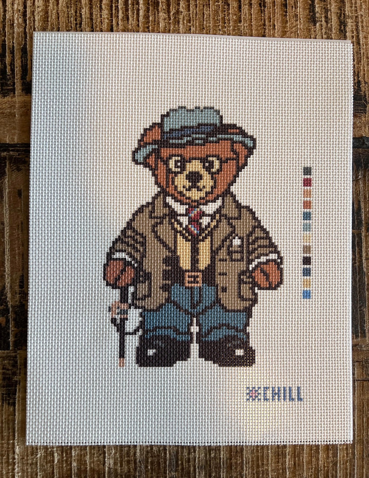 Teddy’s Bear - Roosevelt Bear Needlepoint Canvas – Classic Ornament Design (14 ct mesh)