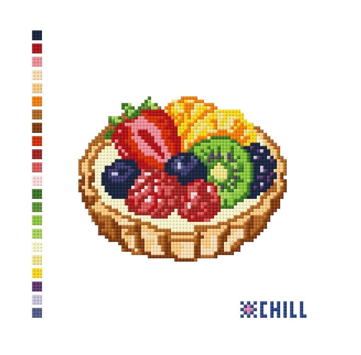 Fresh Fruit Tart Needlepoint Canvas – Bakery Dessert, Cafe Collection Stitching Design (14 ct mesh)