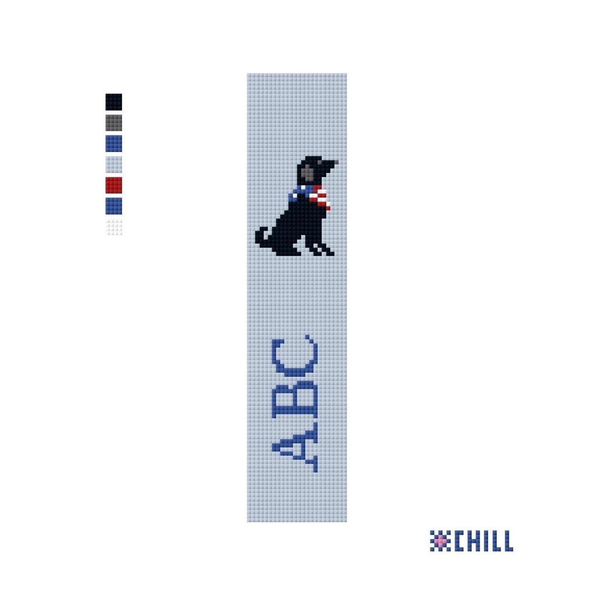 Personalized Patriotic Dog Key Fob Needlepoint Canvas – Black Lab