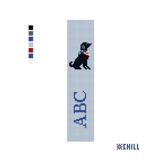 Personalized Patriotic Dog Key Fob Needlepoint Canvas – Black Lab