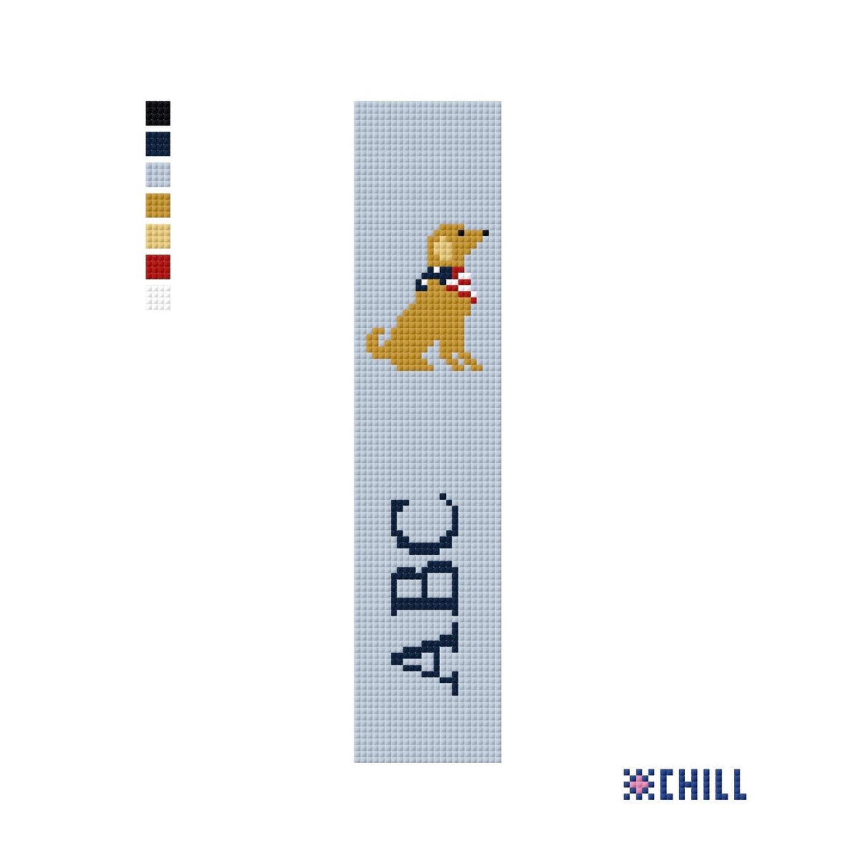 Personalized Patriotic Dog Key Fob Needlepoint Canvas – Yellow Lab