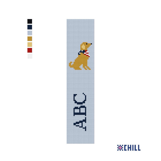 Personalized Patriotic Dog Key Fob Needlepoint Canvas – Yellow Lab