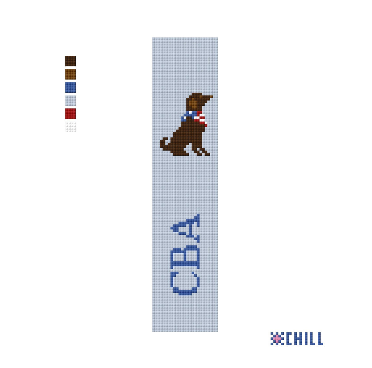 Personalized Patriotic Dog Key Fob Needlepoint Canvas – Brown Lab