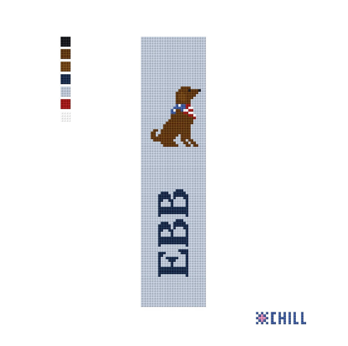 Personalized Patriotic Dog Key Fob Needlepoint Canvas – Brown Lab