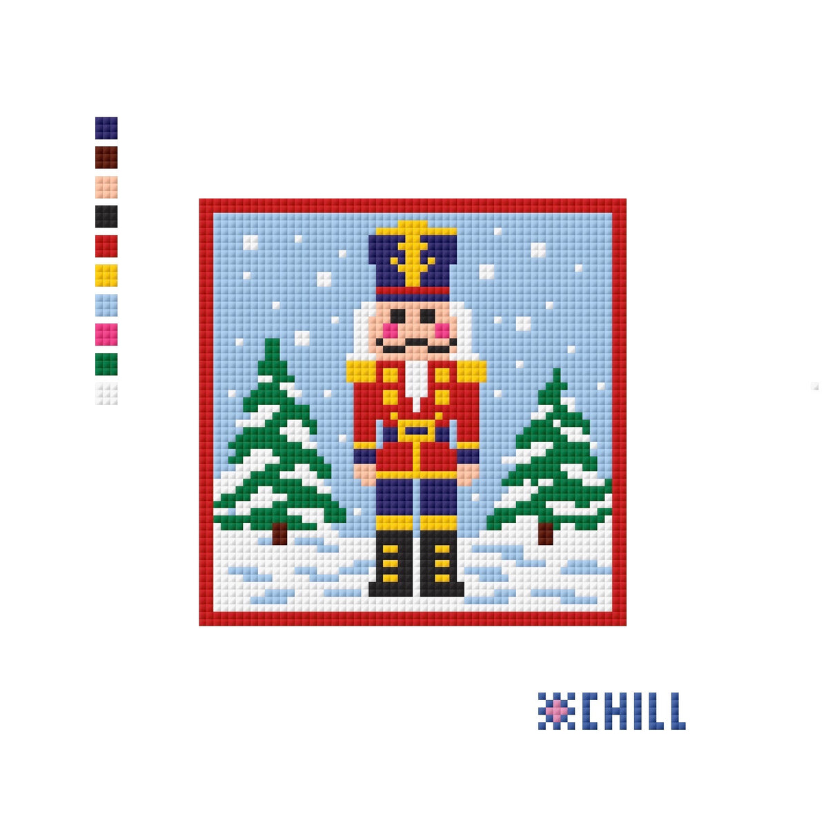 Nutcracker Christmas Needlepoint Canvas – Square Ornament or Coaster -14 mesh