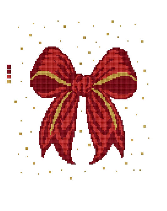 Classic Red and Gold Bow Needlepoint Canvas – Christmas Pillow Design – Needlepoint & Chill