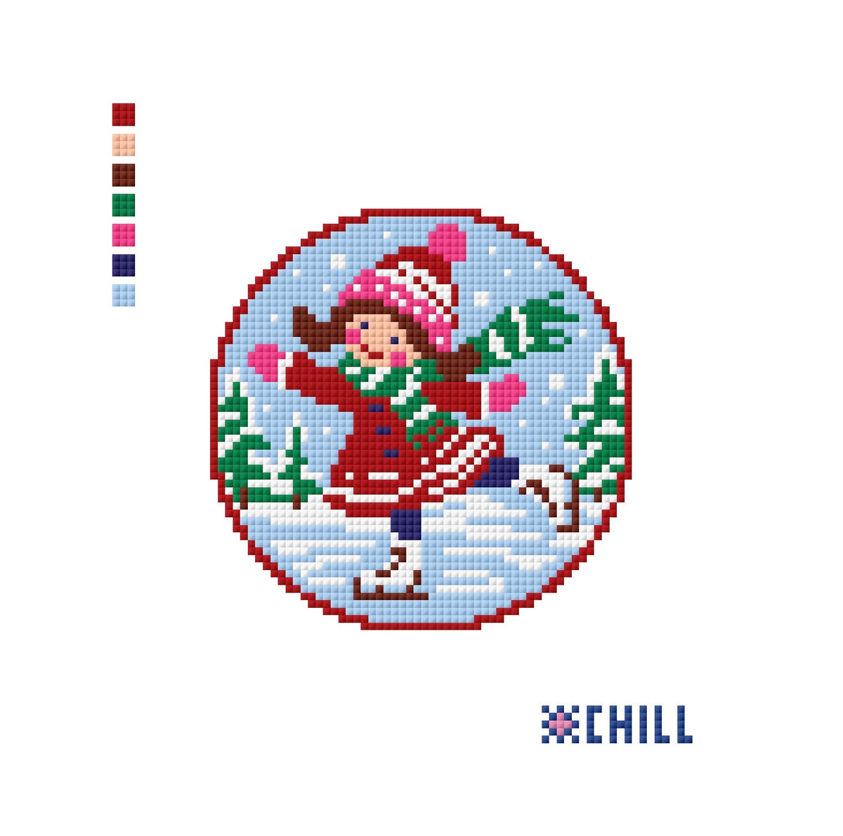 Christmas Needlepoint Canvas Bundle of 6 – Round Ornaments | Winter Chill Collection