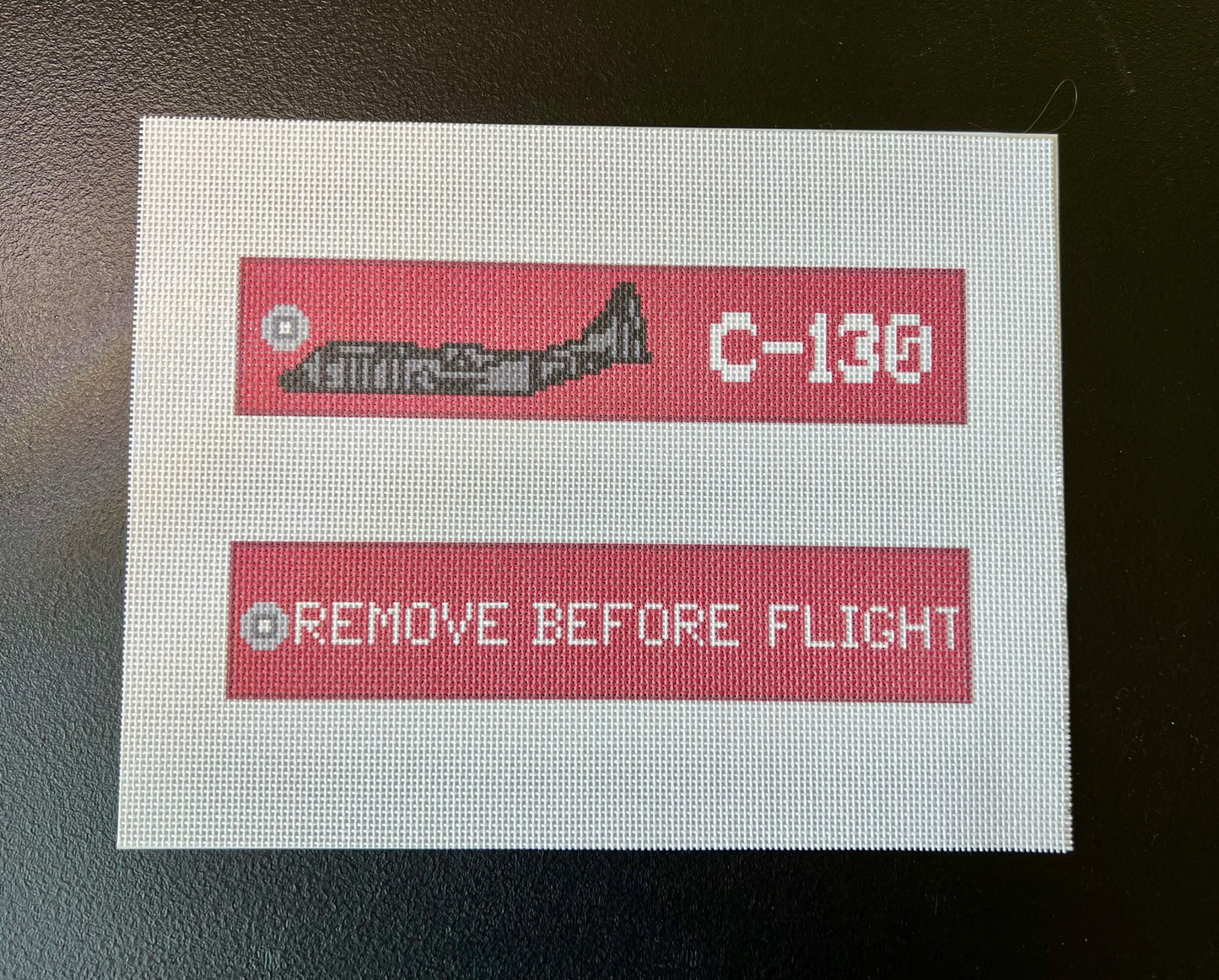 C130 Airplane Luggage Tag Needlepoint Canvas – Military Veteran Series
