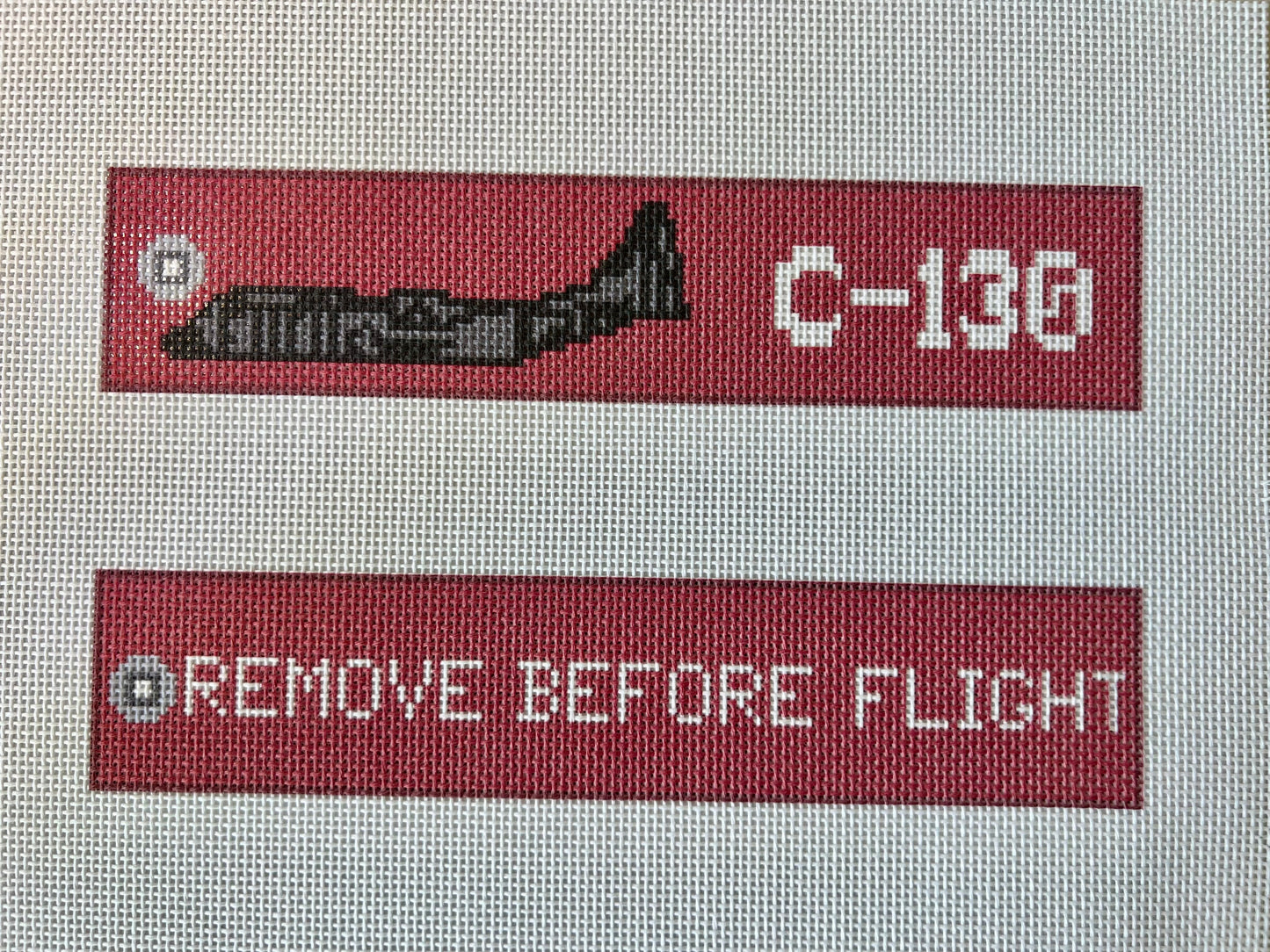 C130 Airplane Luggage Tag Needlepoint Canvas – Military Veteran Series