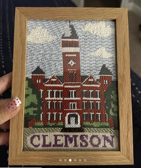Clemson Tillman Hall Needlepoint Canvas – Finished Piece – Needlepoint & Chill