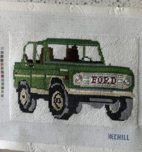 Vintage Off-Road Truck Needlepoint Canvas – Canvas Detail – Needlepoint & Chill