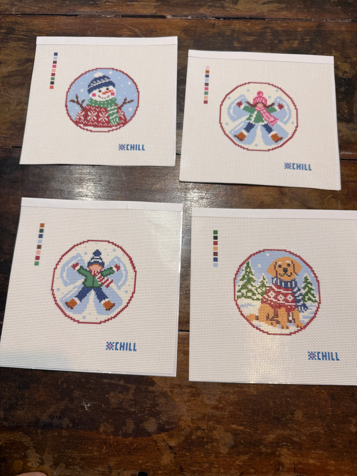 Christmas Needlepoint Kit Bundle of 6 – Round Ornaments | Winter Chill Collection