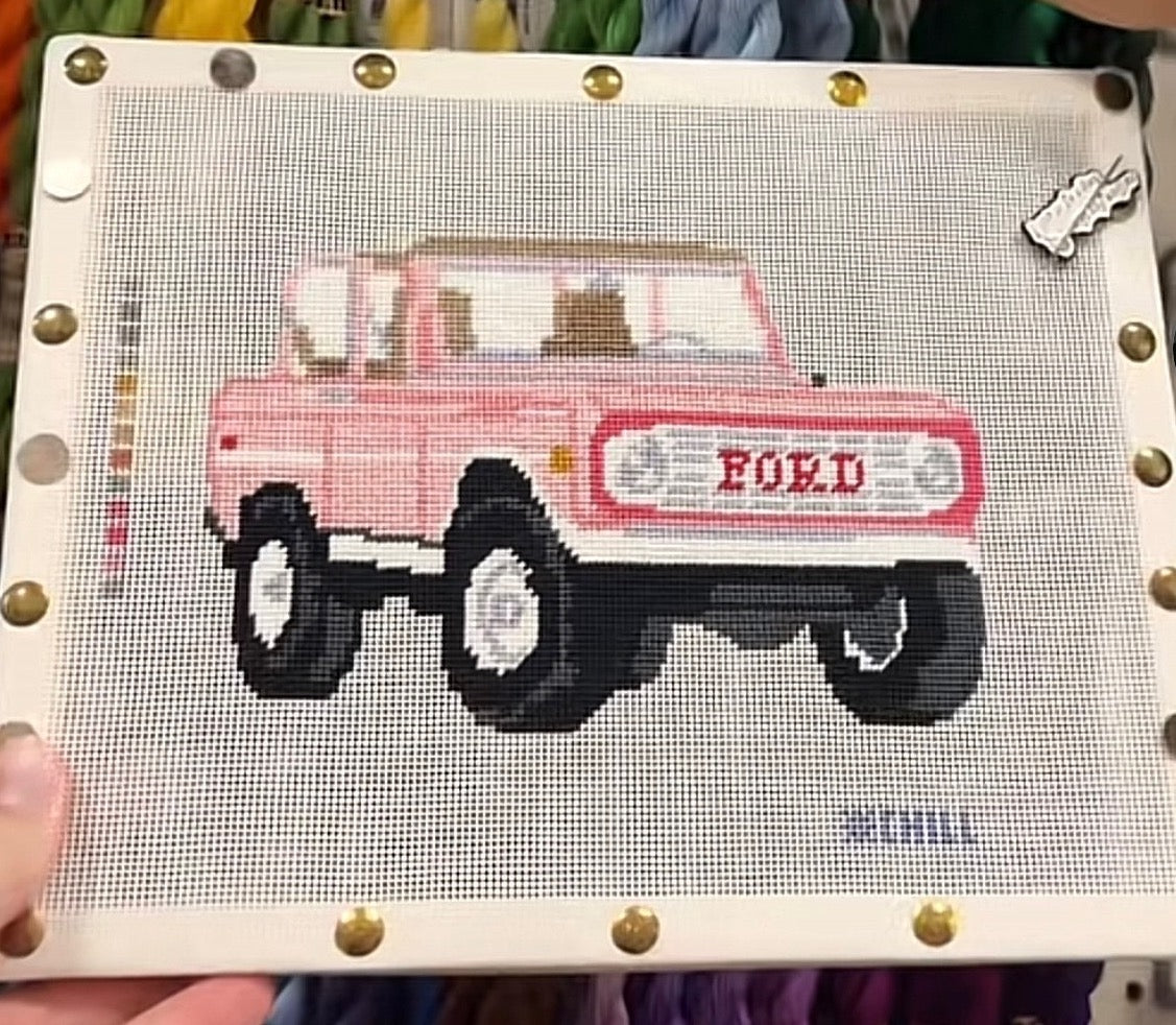 Vintage Off-Road Truck Needlepoint Canvas – Classic Retro 4x4 Design – Needlepoint & Chill