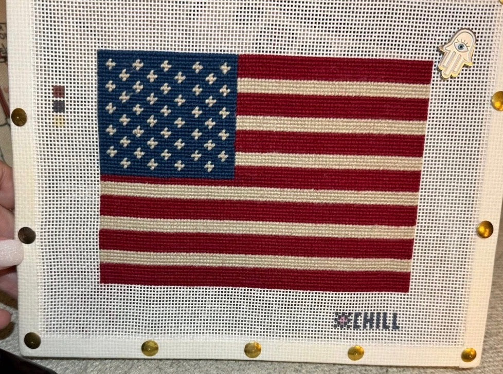 American Flag Needlepoint Canvas – Close Up – Needlepoint & Chill