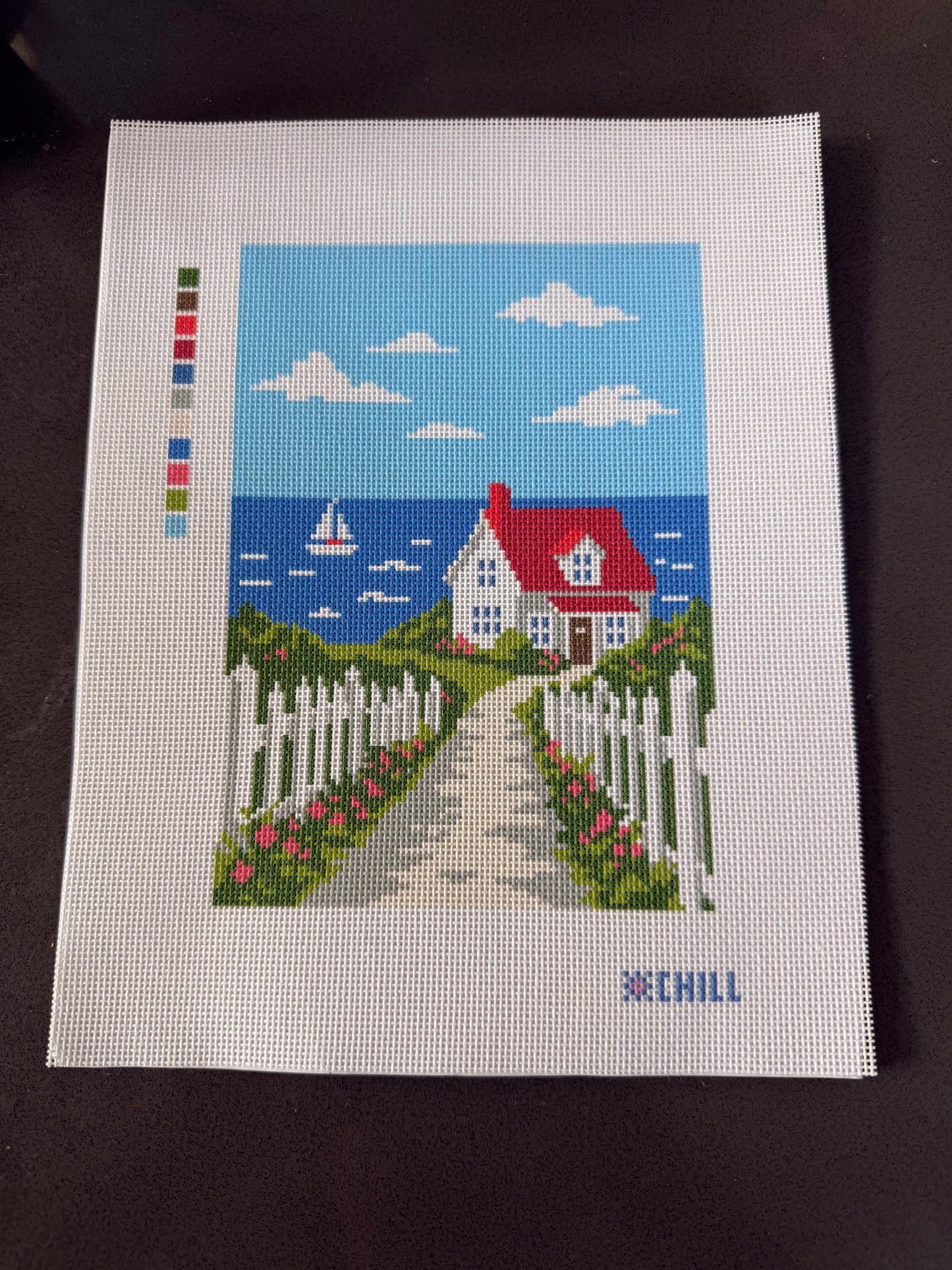 Coastal Cottage Retreat Needlepoint Canvas – Canvas Detail – Needlepoint & Chill