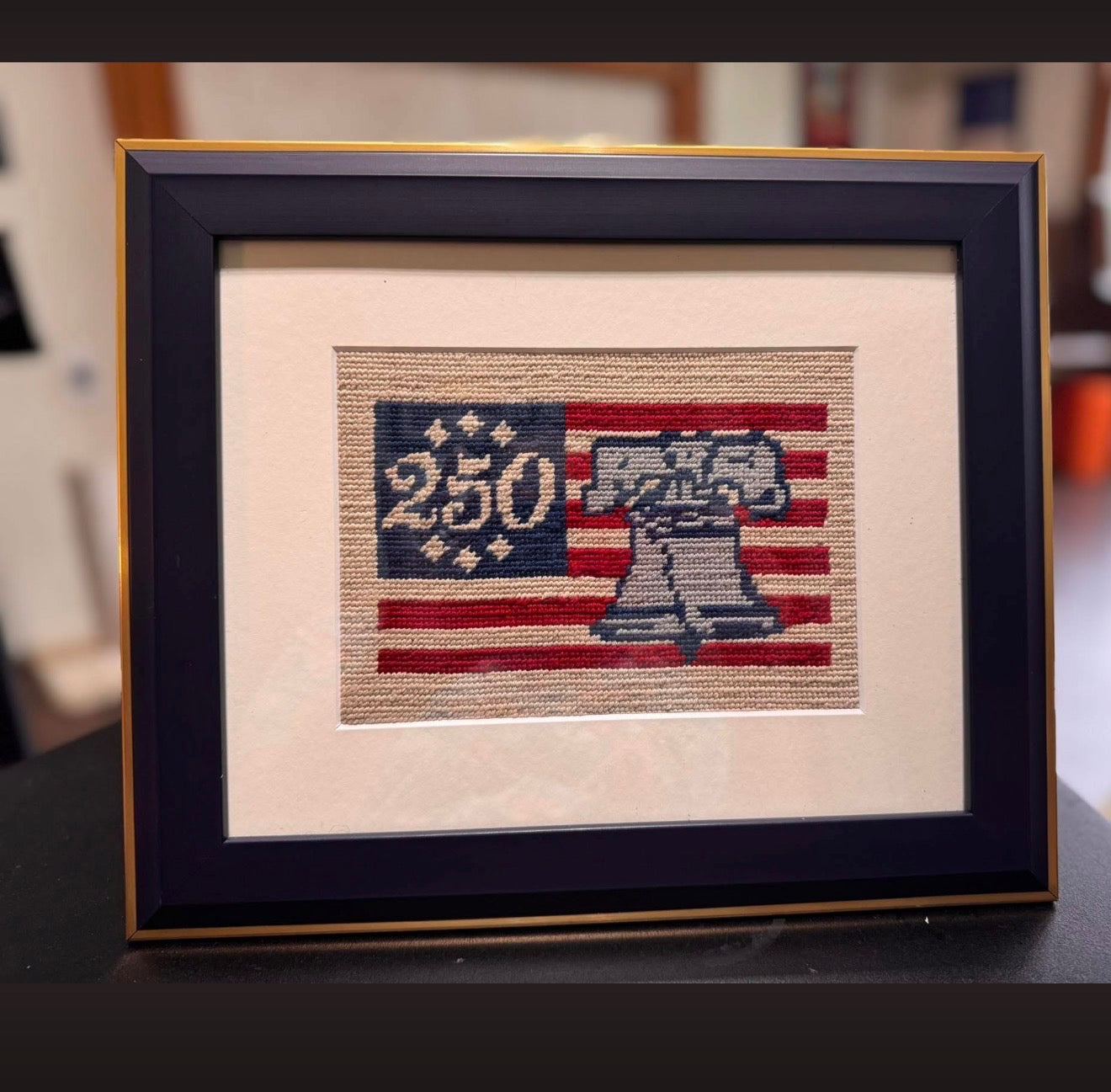 250th Liberty Bell American Flag Needlepoint Canvas – Full View – Needlepoint & Chill