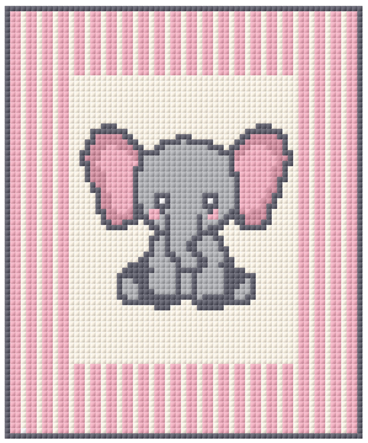 Little AL Pink Elephant Needlepoint Canvas – Stitched Example – Needlepoint & Chill