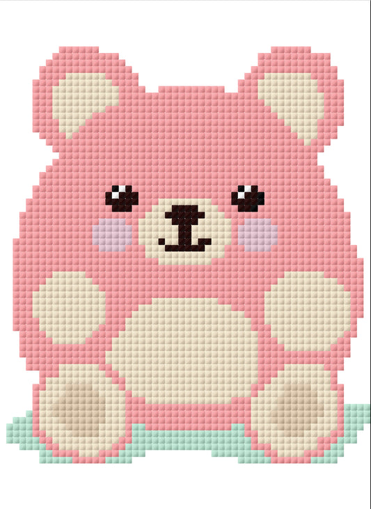 Plushie Bear Pink Needlepoint Canvas