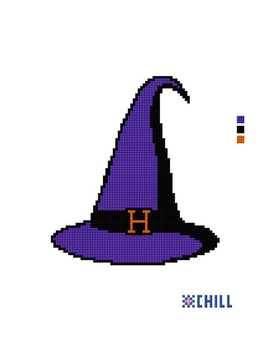 Witches Hat Halloween Needlepoint Canvas – Spooky Season Design – Needlepoint & Chill