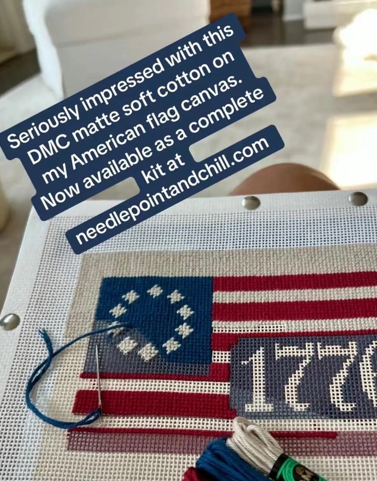 1776 Flag Needlepoint Kit – Finished Piece – Needlepoint & Chill