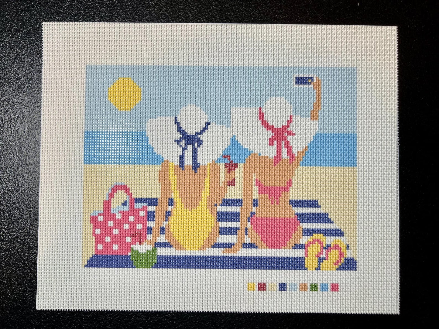 Seaside Selfie Needlepoint Canvas – Canvas Detail – Needlepoint & Chill