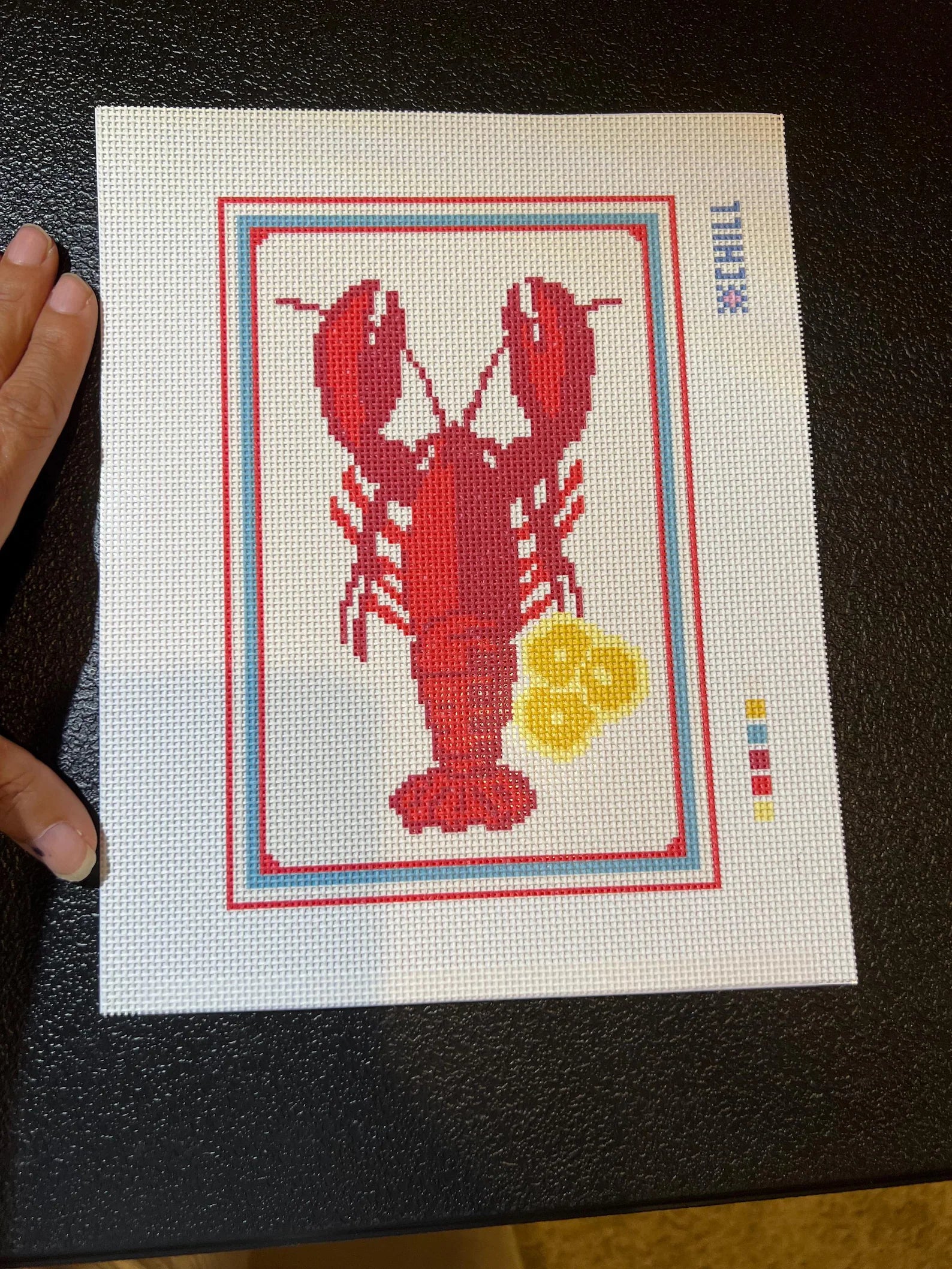 Lobster and Lemon Needlepoint Kit – Full Contents – Needlepoint & Chill