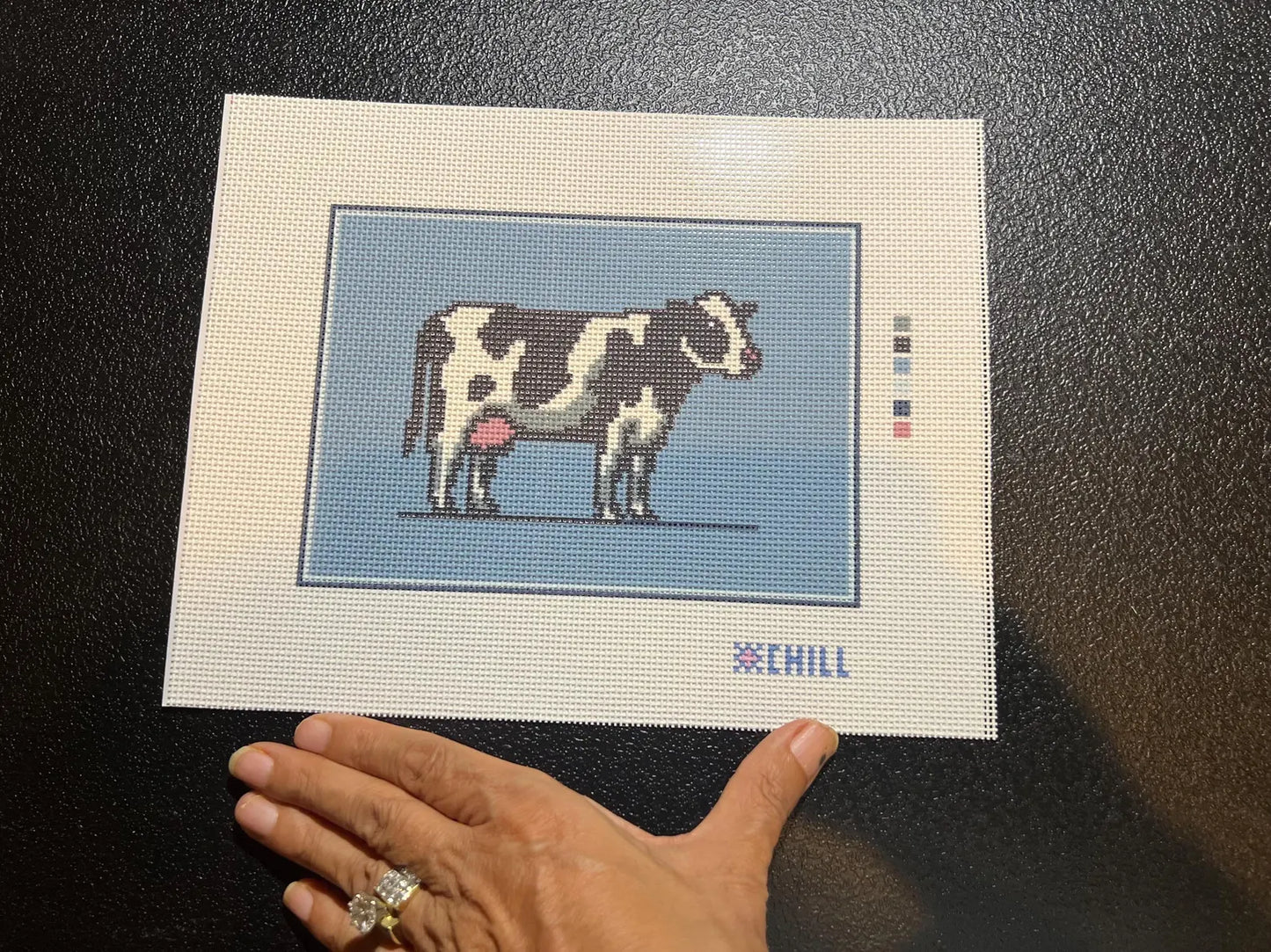 Cow Needlepoint Canvas – Full View – Needlepoint & Chill