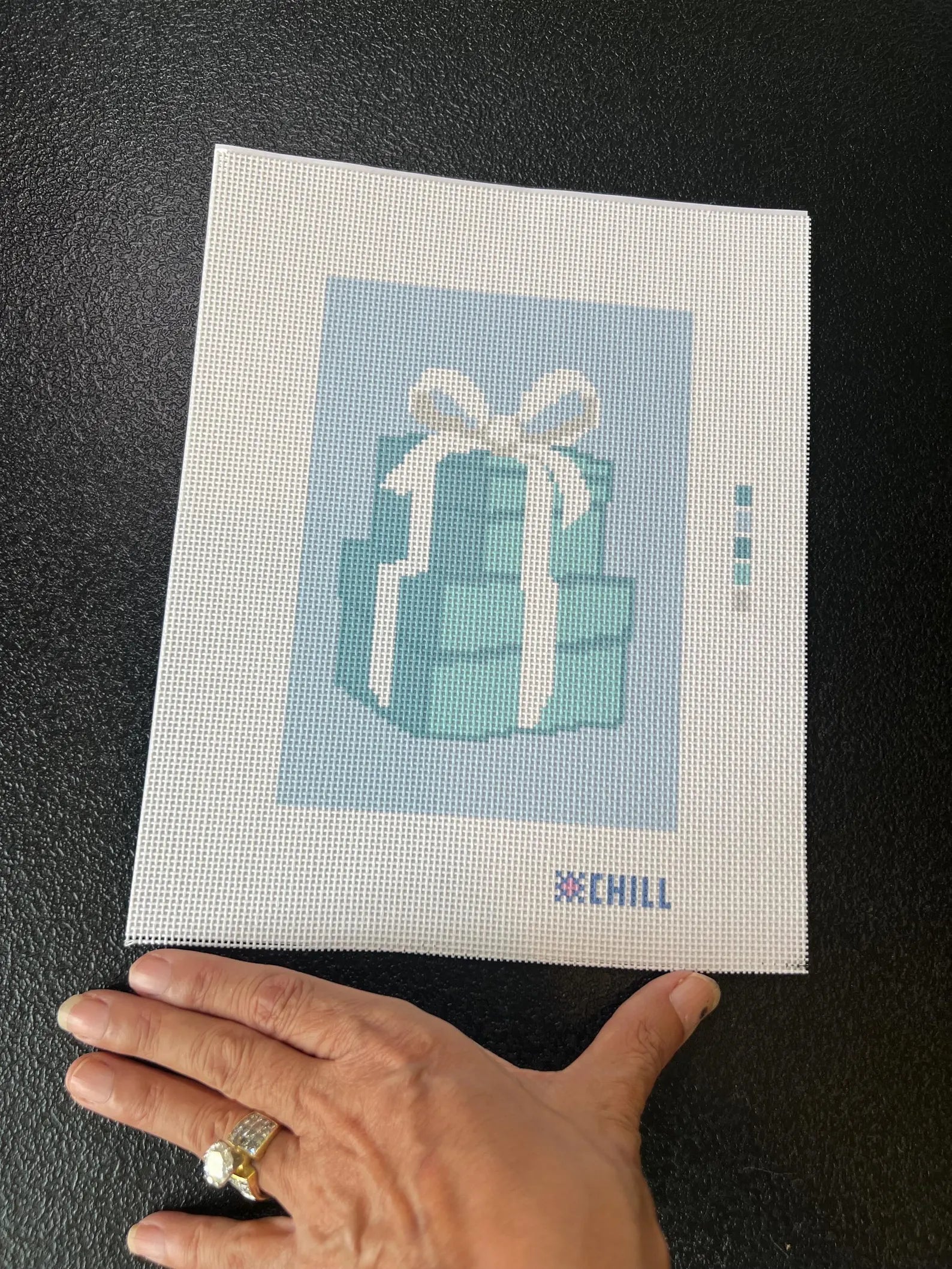 Tiffany Blue Gift Boxes Needlepoint Canvas – Full View – Needlepoint & Chill