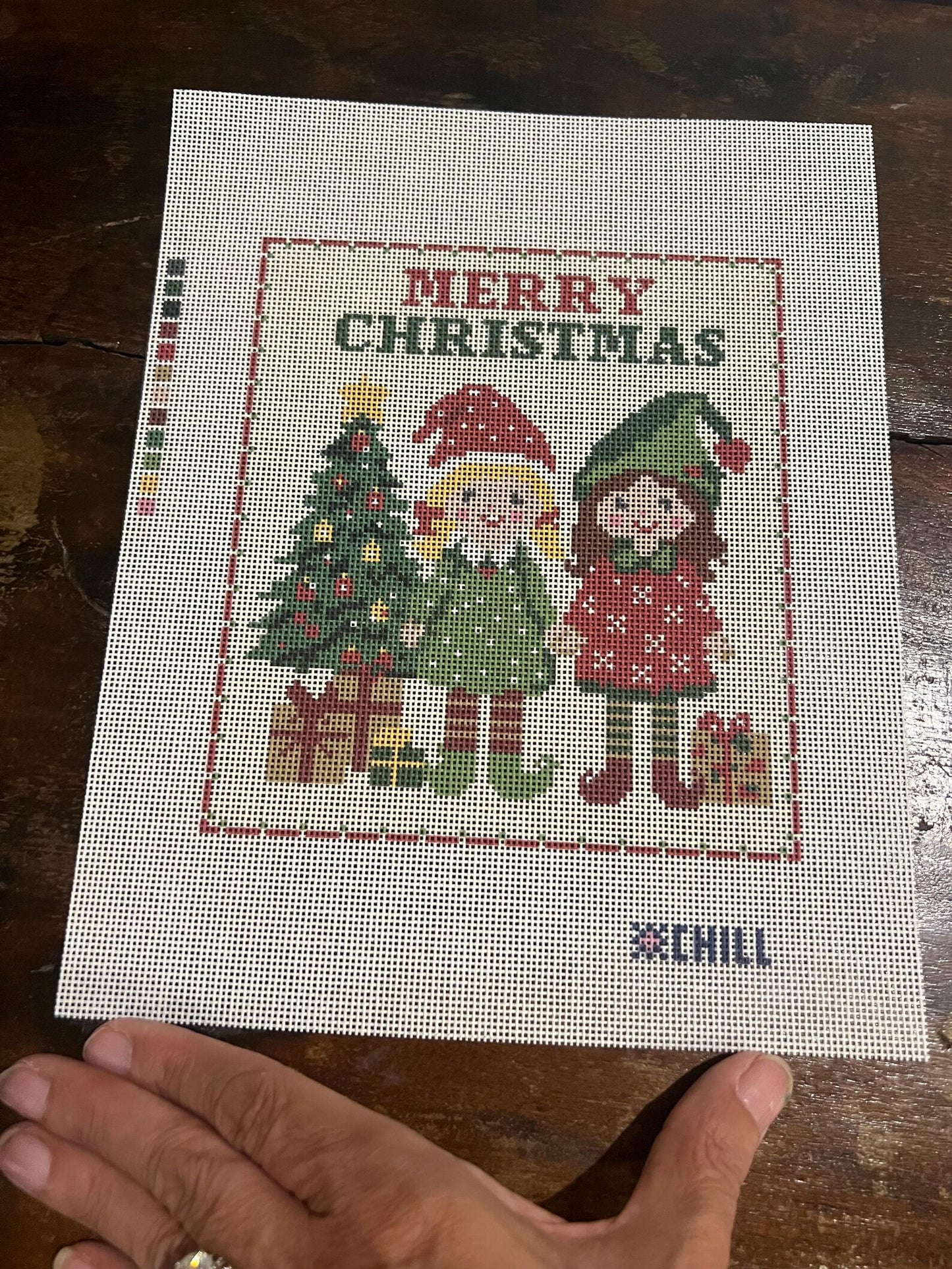 Santa's Helper Elves Needlepoint Canvas – Full View – Needlepoint & Chill
