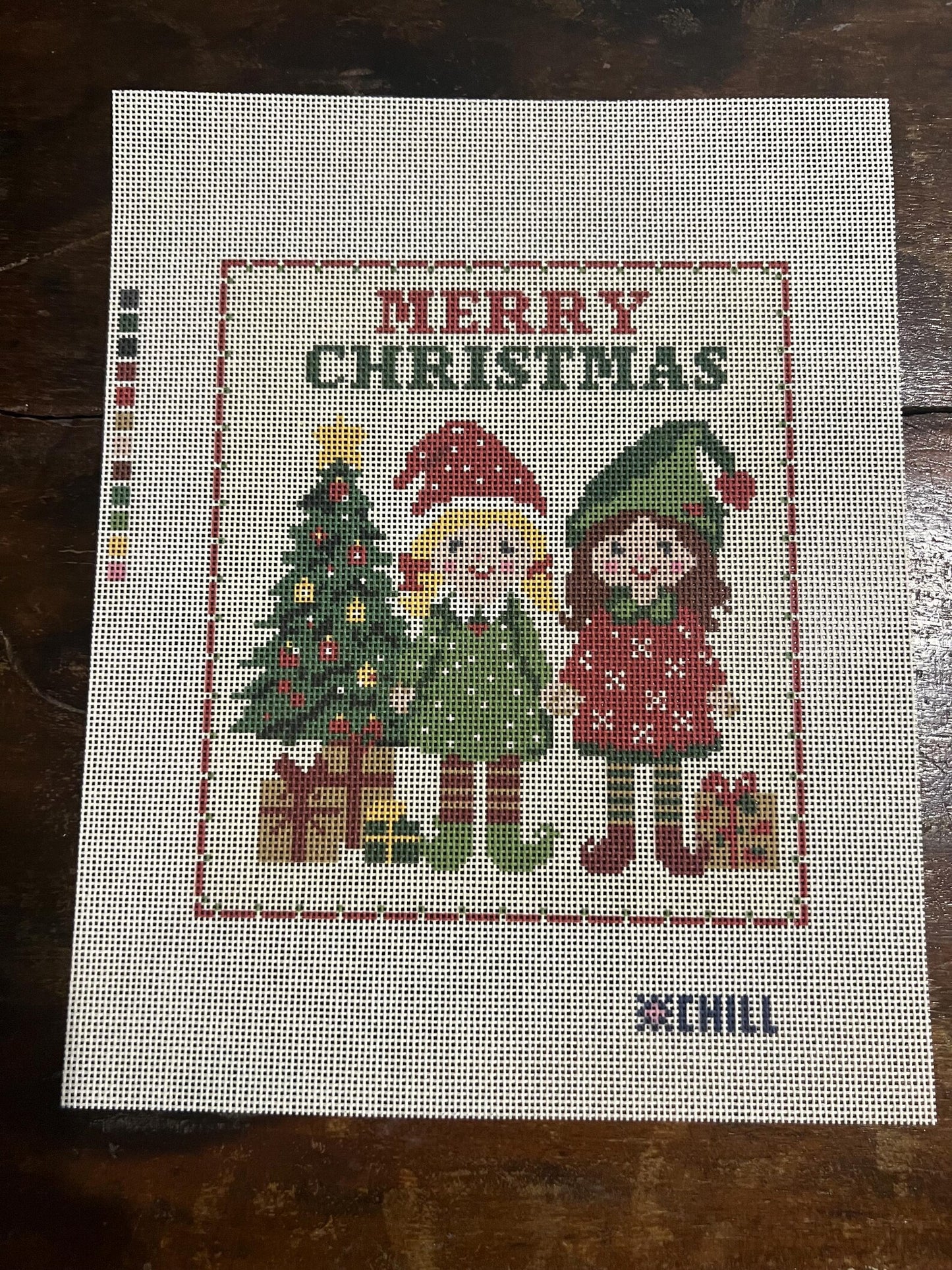 Santa's Helper Elves Needlepoint Canvas – Finished Piece – Needlepoint & Chill