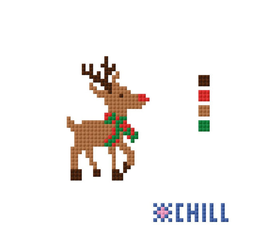 Mini Rudolph Needlepoint Canvas – Holiday Reindeer Ornament – Needlepoint & Chill