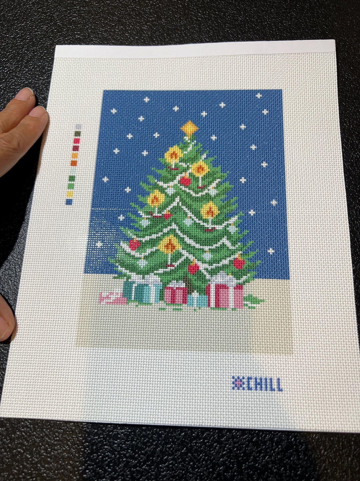 Christmas Tree Needlepoint Canvas – Finished Piece – Needlepoint & Chill