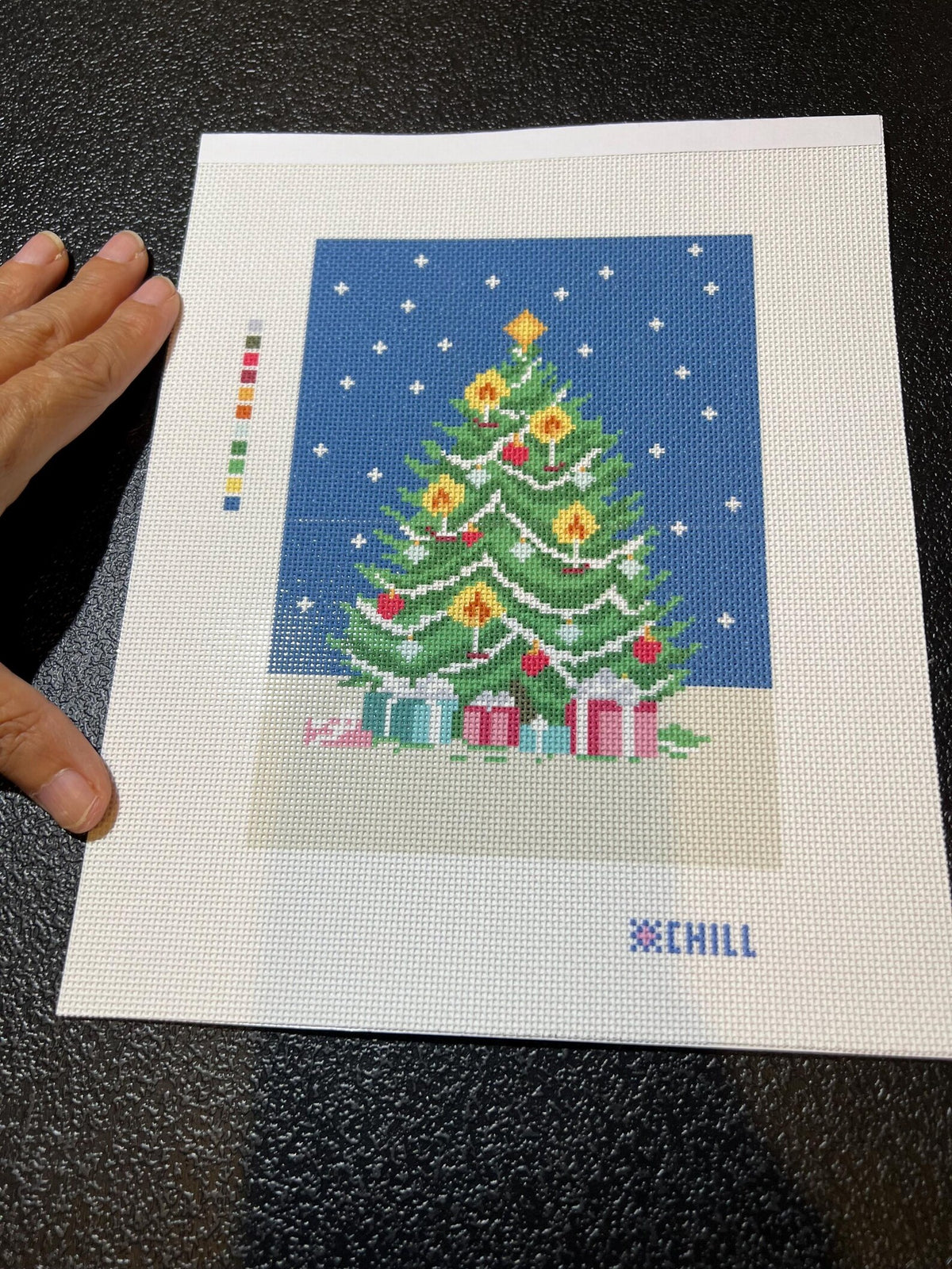 Christmas Tree Needlepoint Canvas – Stitched Example – Needlepoint & Chill