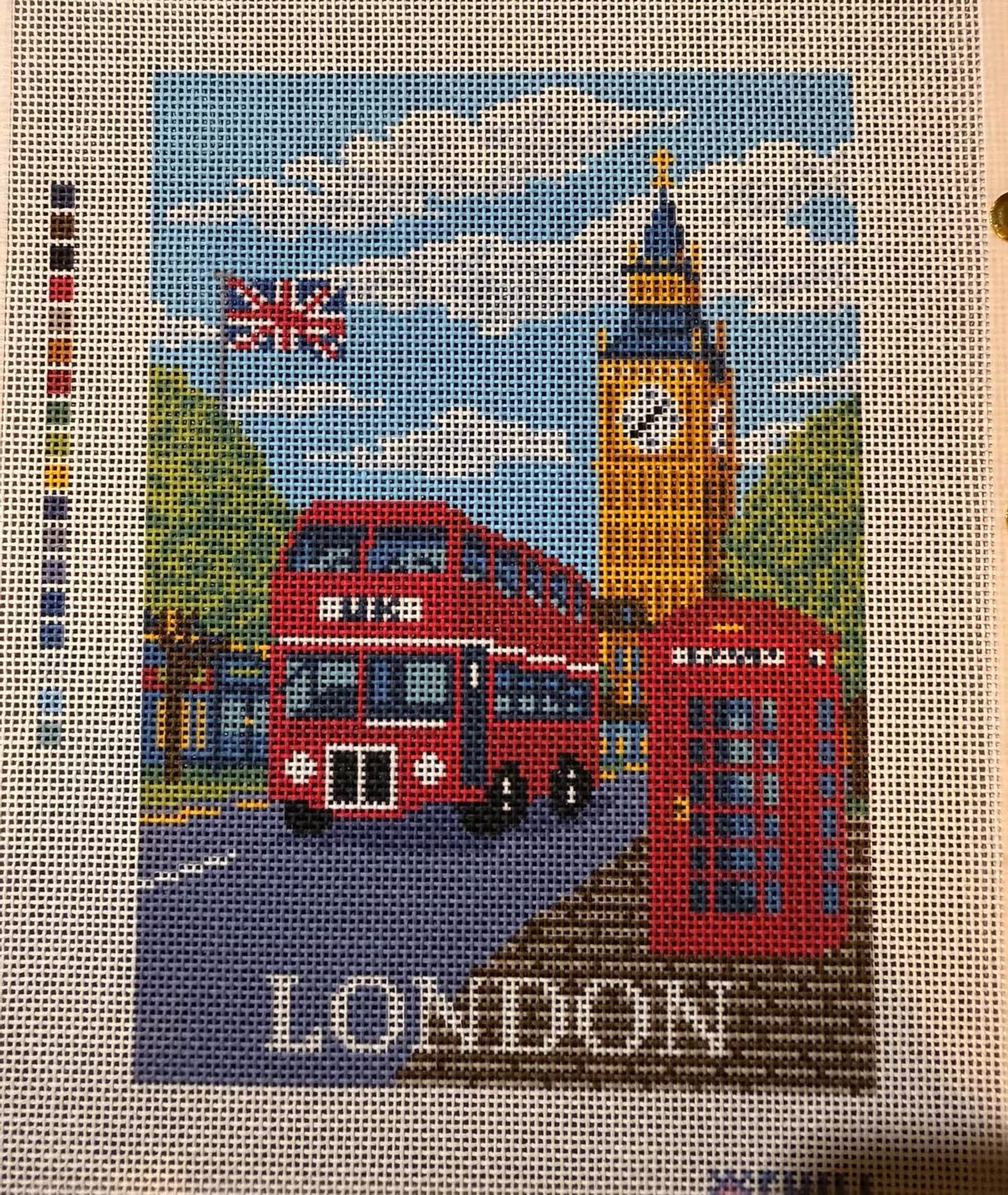 London City Street Needlepoint Canvas – Iconic Travel Landmark Design