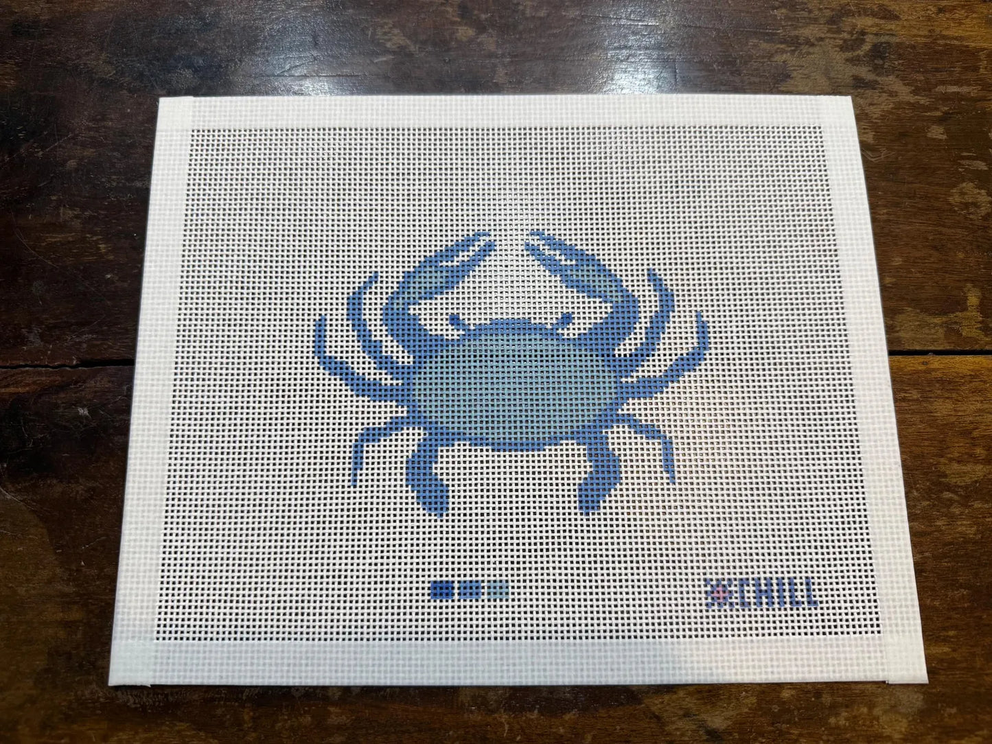 Blue Crab Ornament Needlepoint Canvas – Finished Piece – Needlepoint & Chill