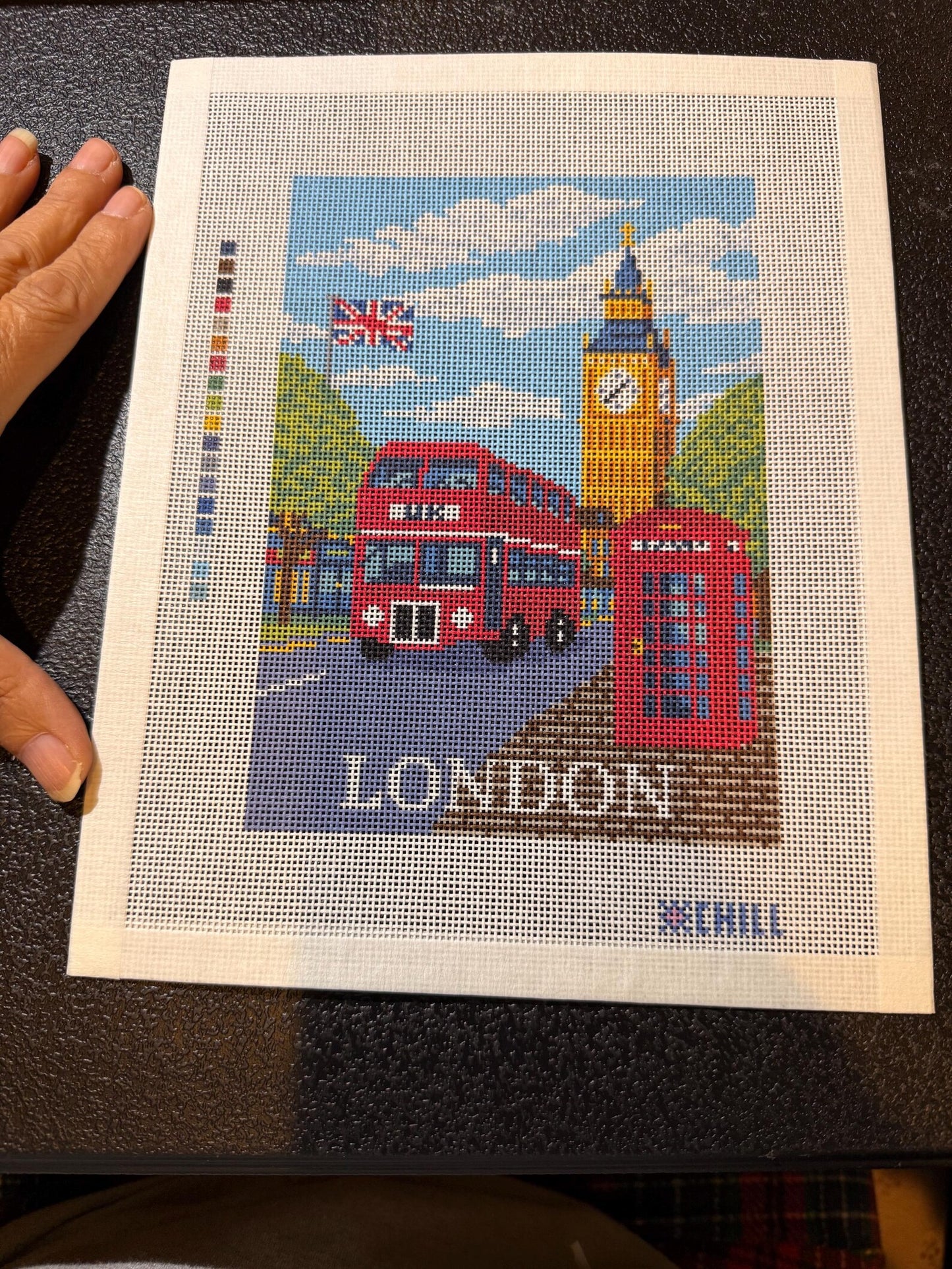 London City Street Needlepoint Canvas – Iconic Travel Landmark Design