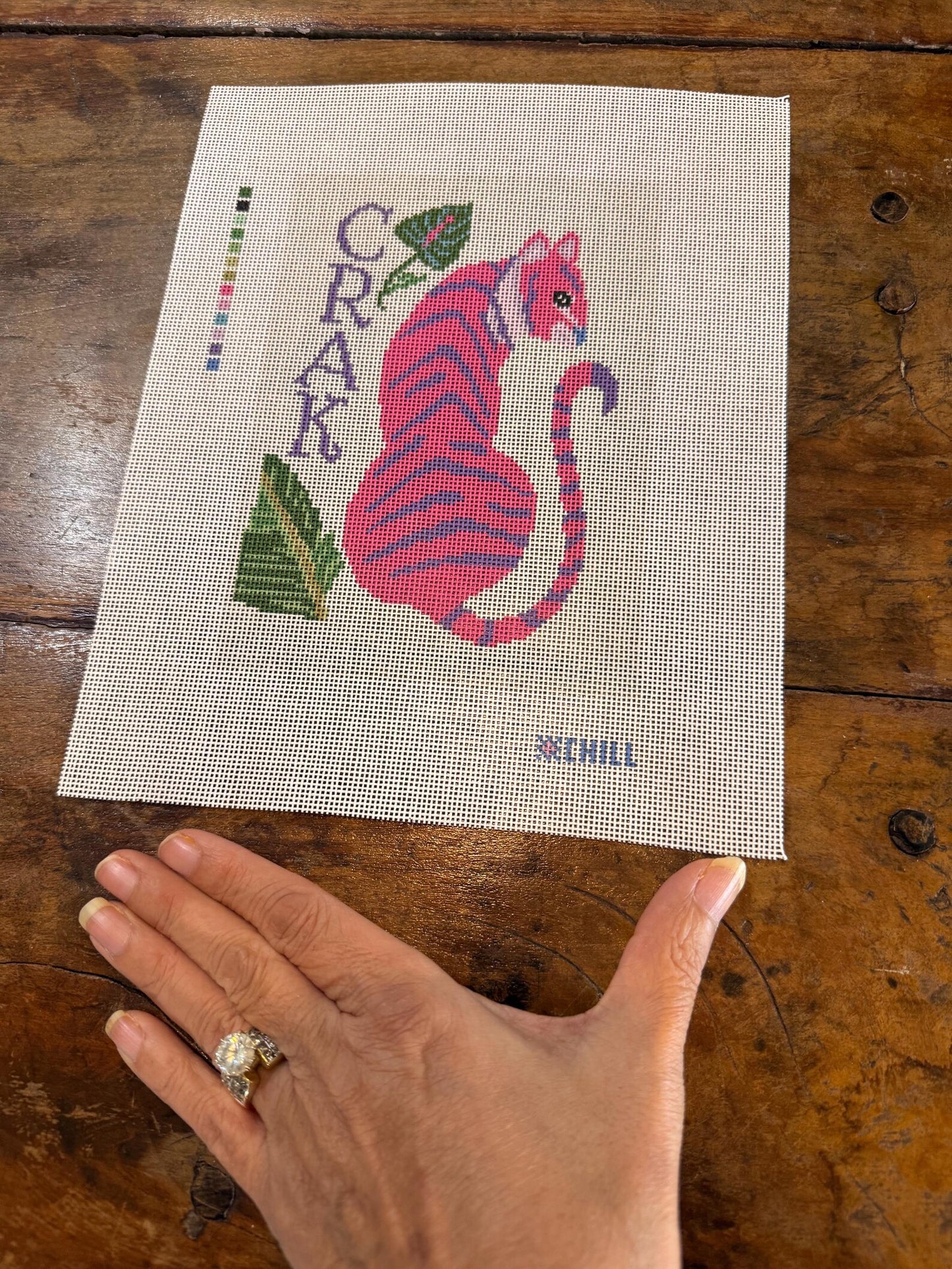 Mahjong CRAK Cat Needlepoint Canvas – Full View – Needlepoint & Chill