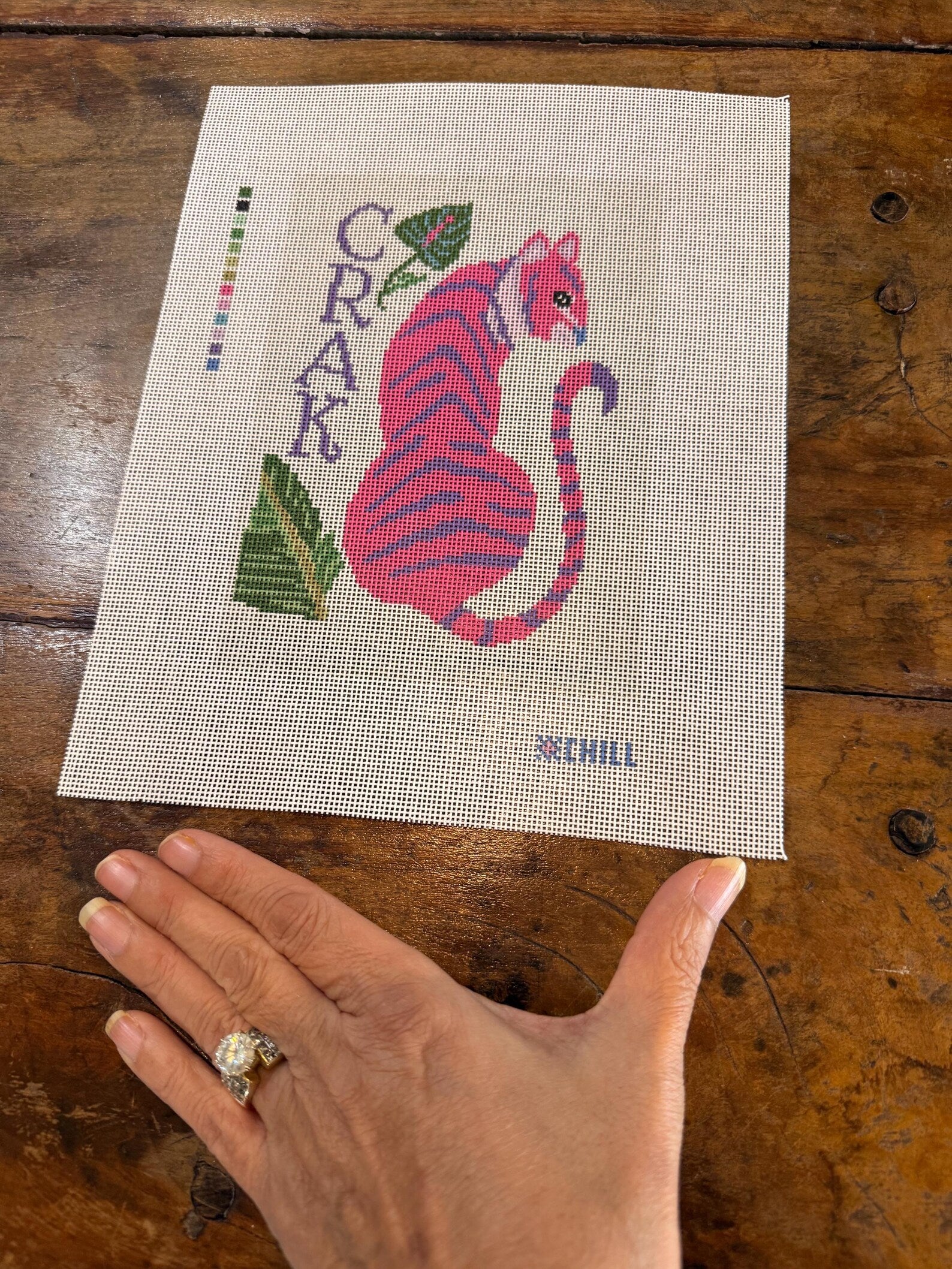 Mahjong CRAK Cat Needlepoint Canvas – Full View – Needlepoint & Chill