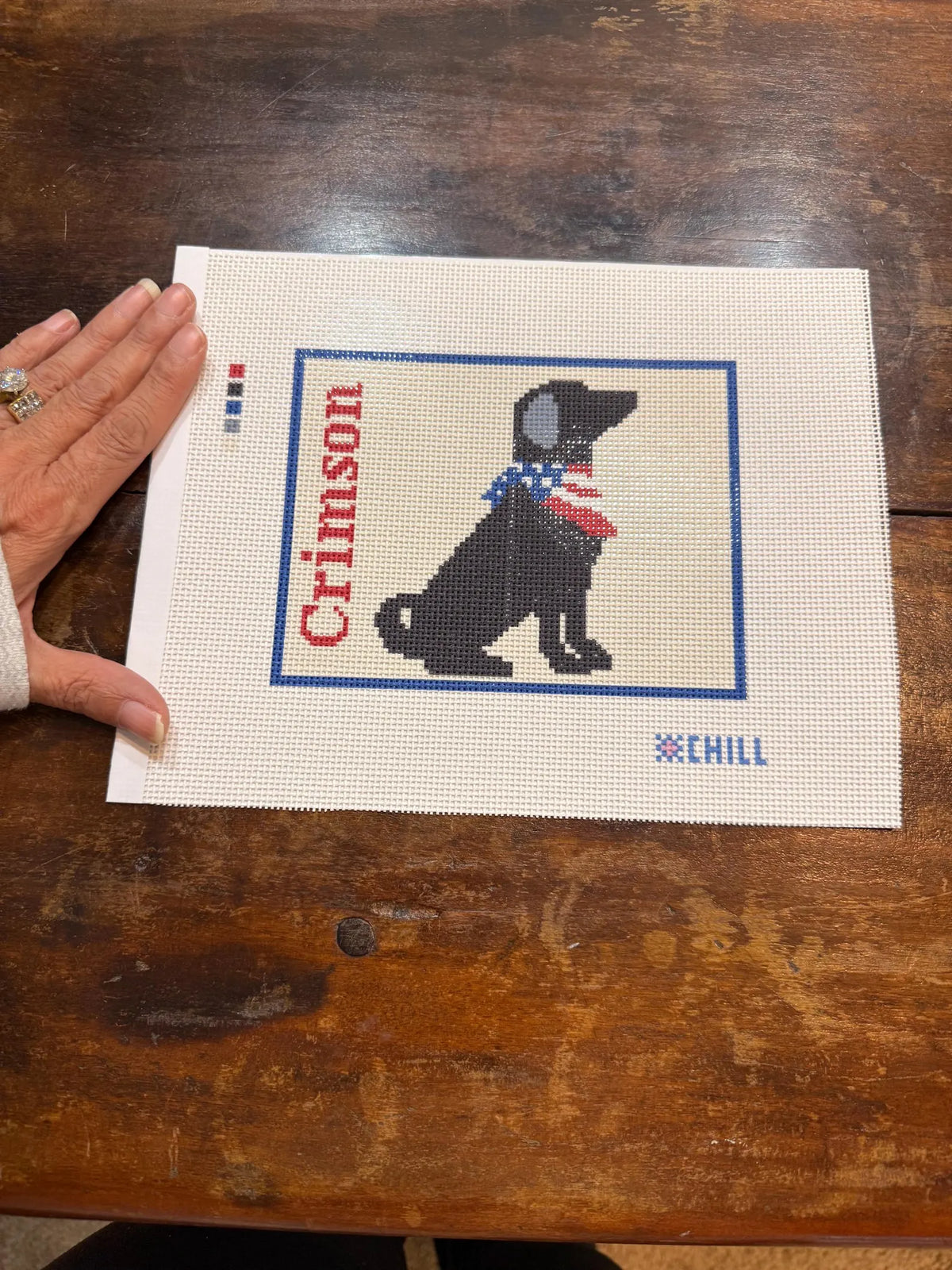 Personalizable Labrador Needlepoint Canvas – Personalization Example – Needlepoint & Chill