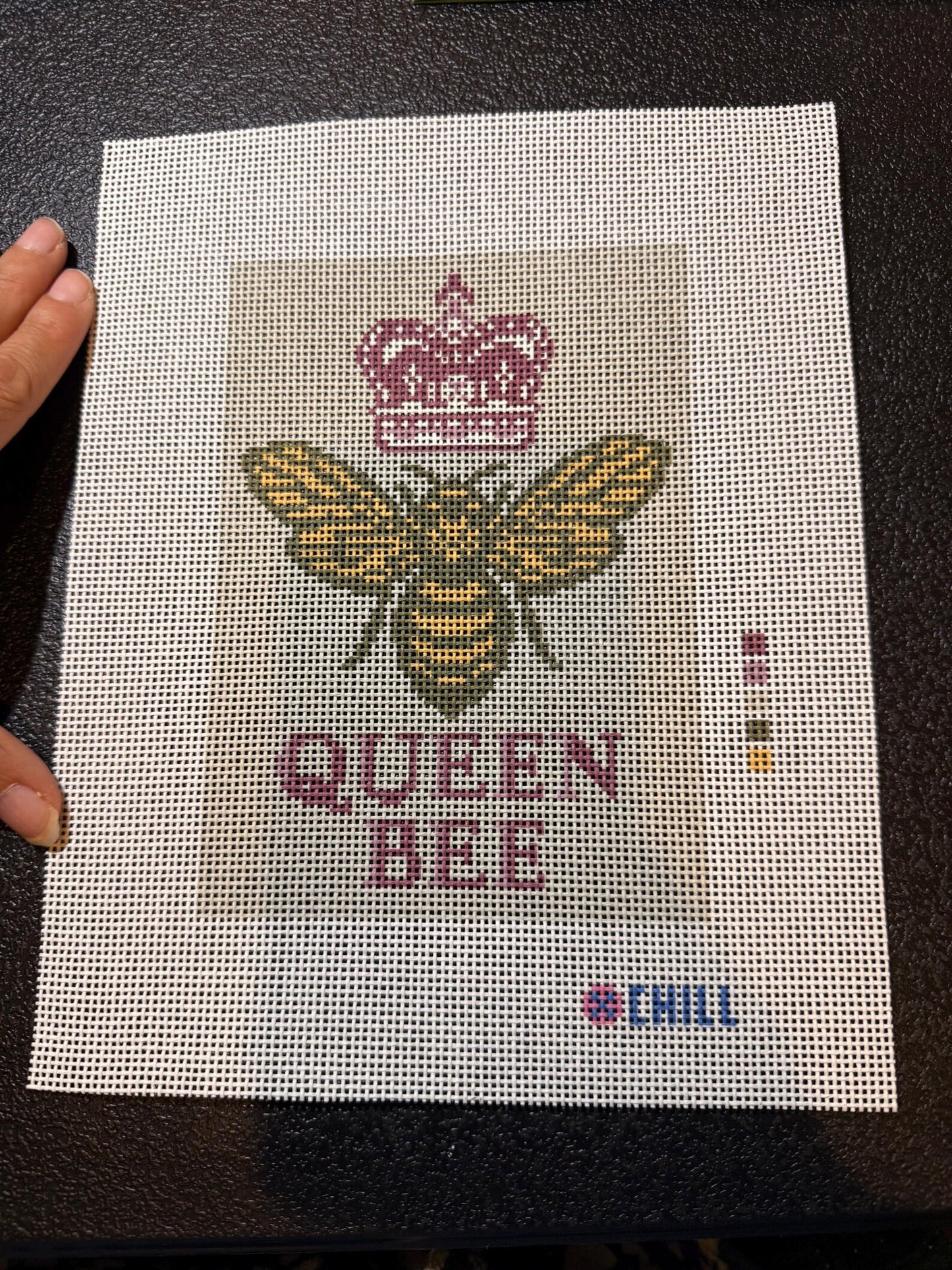 Queen Bee Needlepoint Canvas – Full View – Needlepoint & Chill