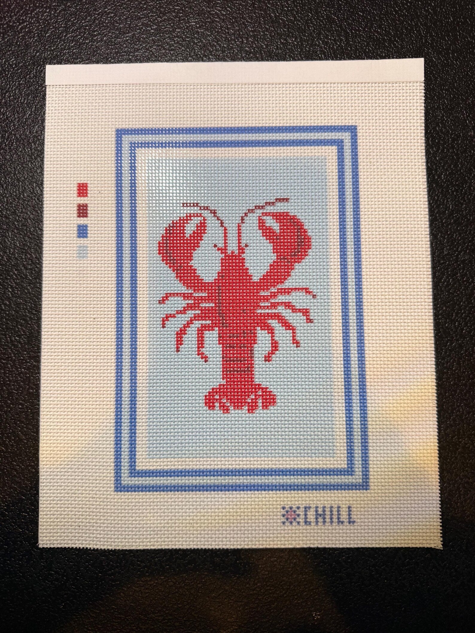 Lobster in Blue Needlepoint Canvas – Canvas Detail – Needlepoint & Chill