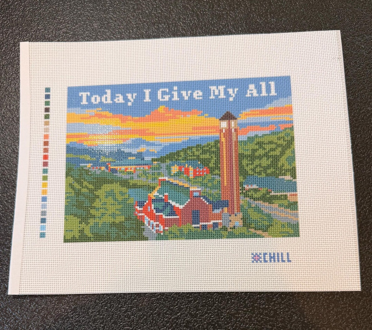 Appalachian Sunset Bell Tower Needlepoint Canvas – Canvas Detail – Needlepoint & Chill