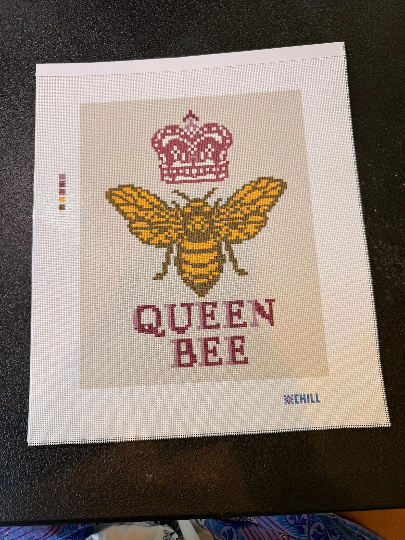 Queen Bee Large Size Needlepoint Canvas – Canvas Detail – Needlepoint & Chill