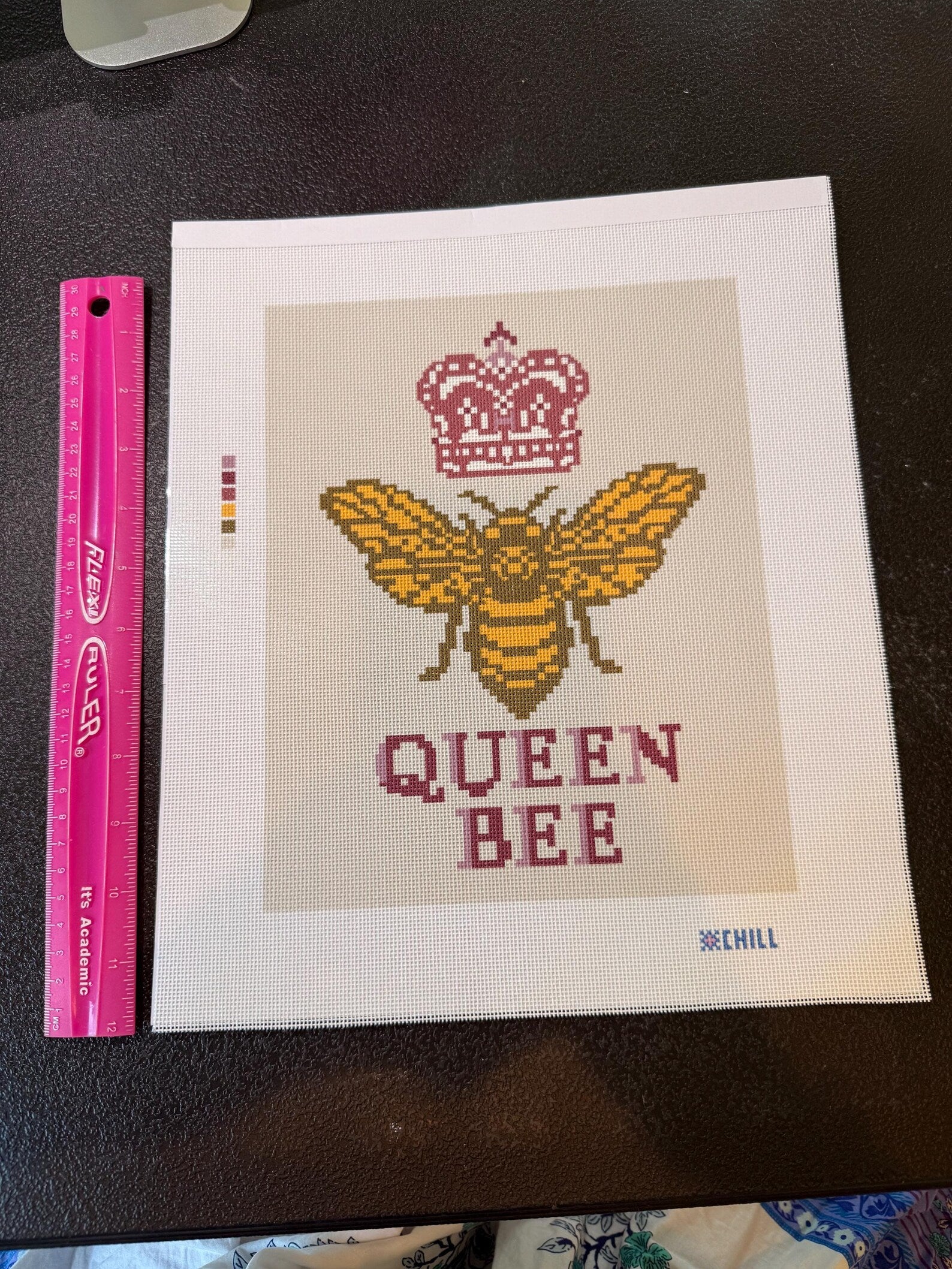 Queen Bee Large Size Needlepoint Canvas – Full View – Needlepoint & Chill
