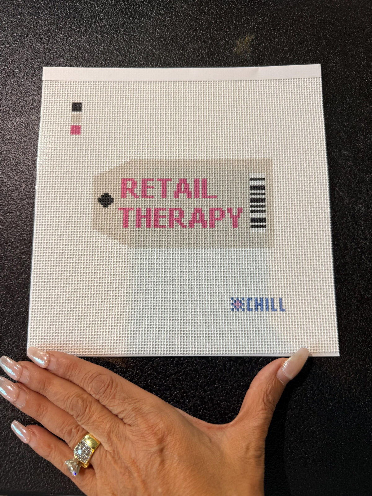 Retail Therapy Needlepoint Canvas – Full View – Needlepoint & Chill