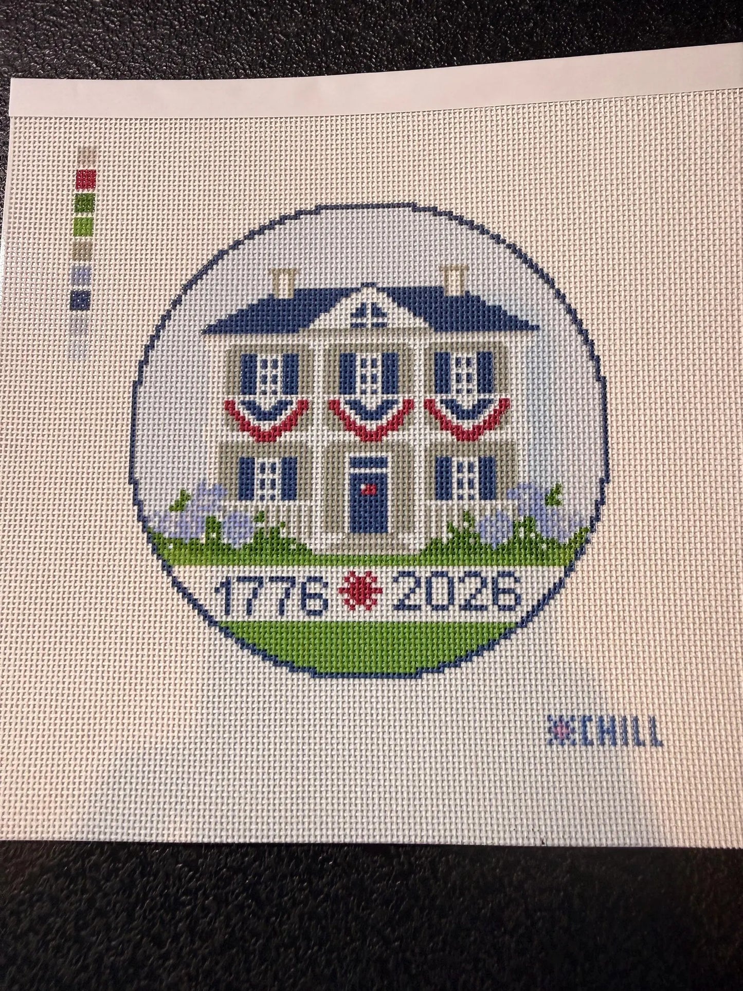 250th Anniversary Southern House Needlepoint Canvas – Finished Piece – Needlepoint & Chill
