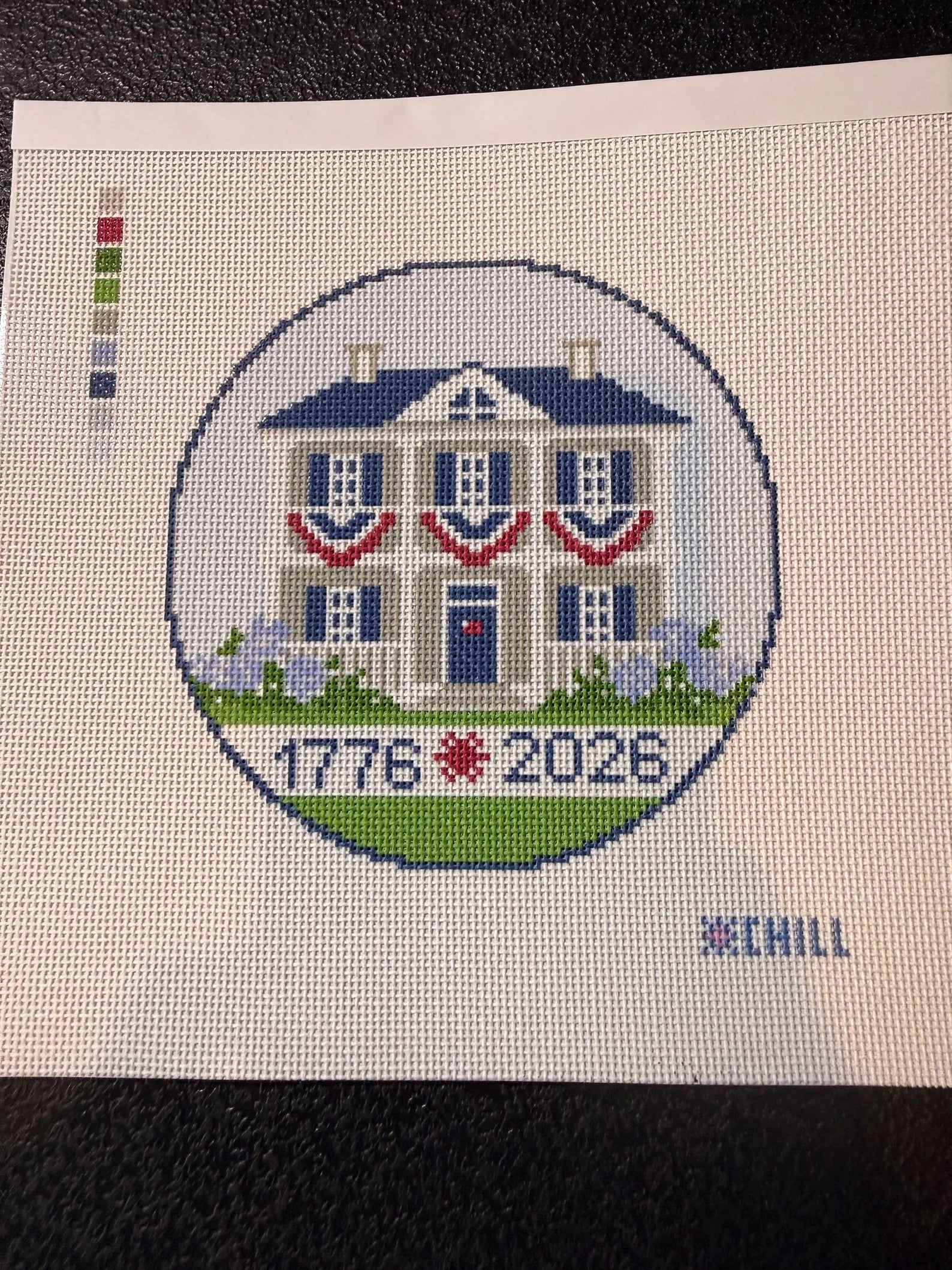 250th Anniversary Southern House Needlepoint Canvas – Finished Piece – Needlepoint & Chill