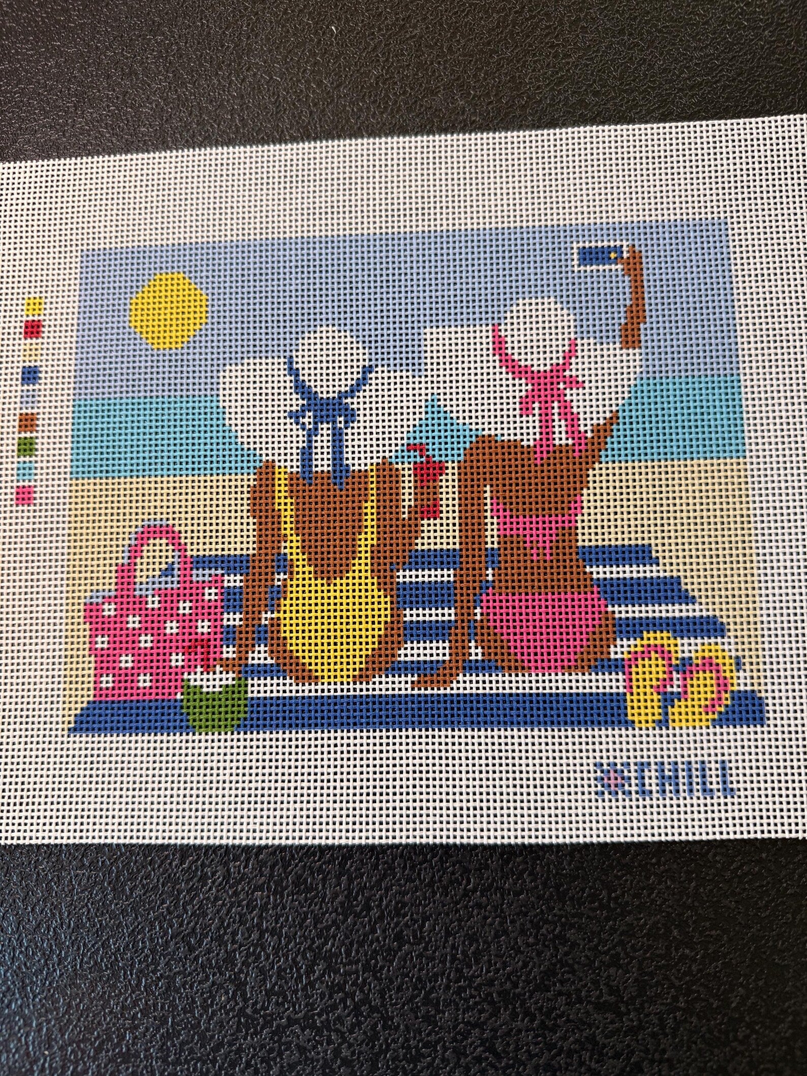 Beach Day Needlepoint Canvas – Finished Piece – Needlepoint & Chill