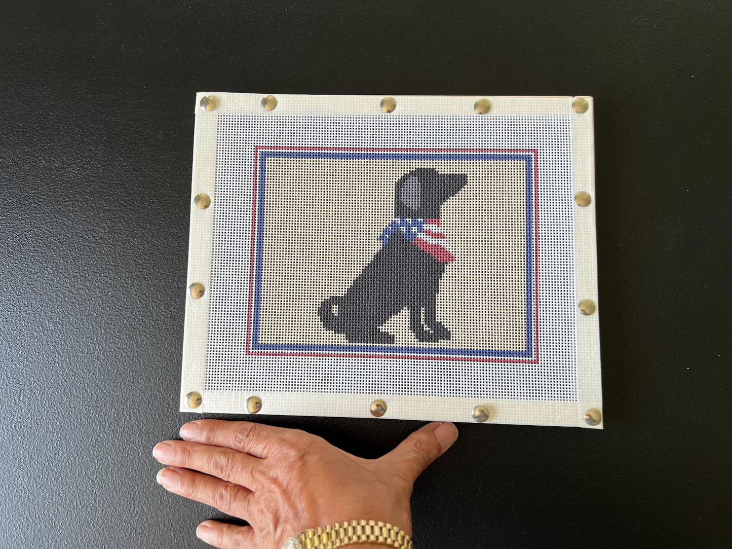 Patriotic Dog Needlepoint Canvas – Full View – Needlepoint & Chill